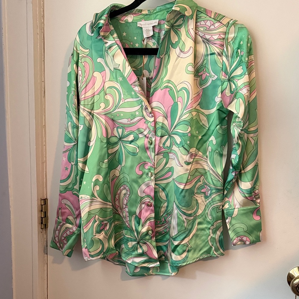 House of Harlow 1960 NWT Pucci Like Pastel Swirl Button Down Shirt